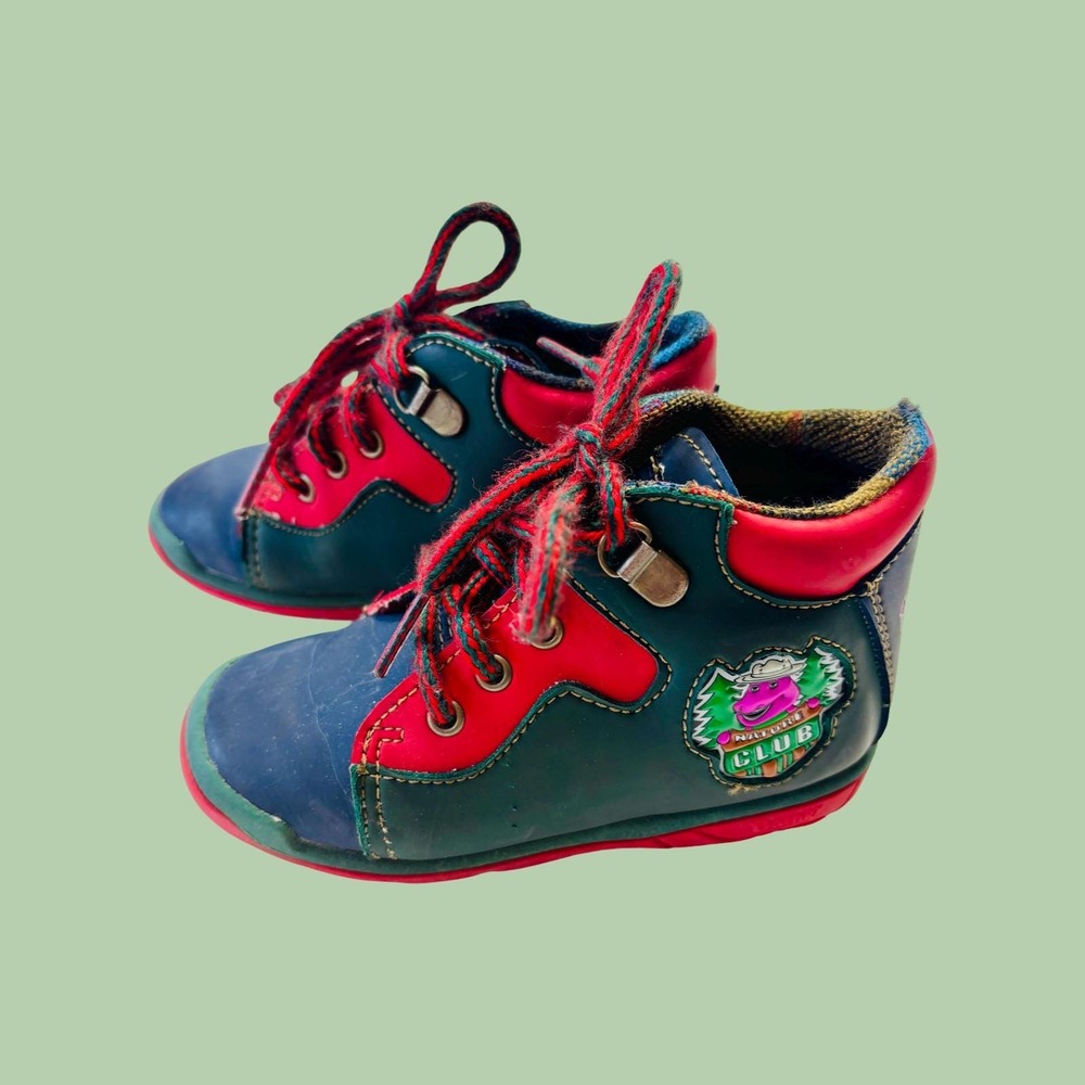 Vintage Rare Barney and Friends High Top Hiking Shoes, Size 8
